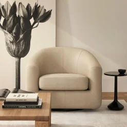 Aksel - Leather Swivel Armchair
