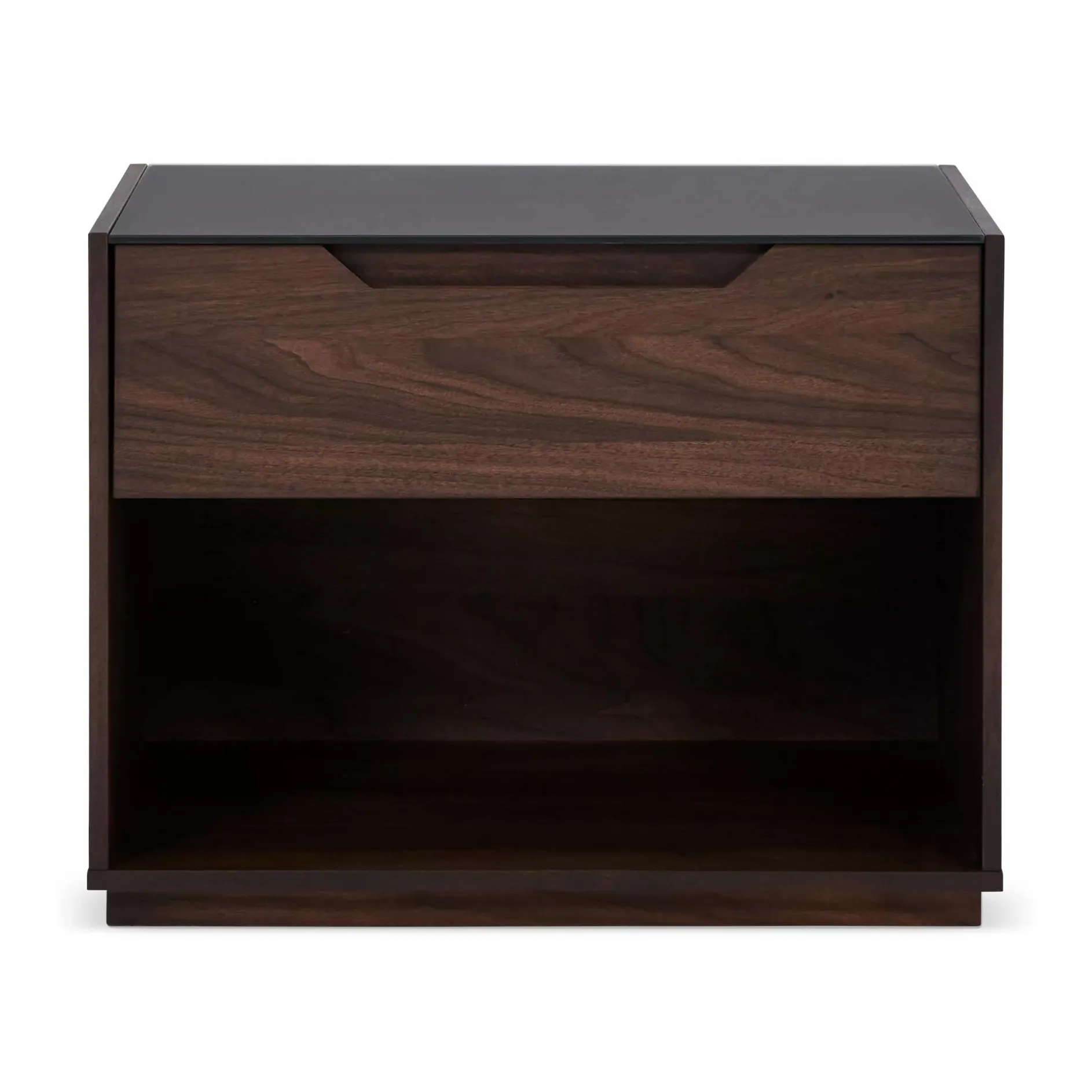 Alexia - Glass and Walnut Wood Nightstand by Mobican