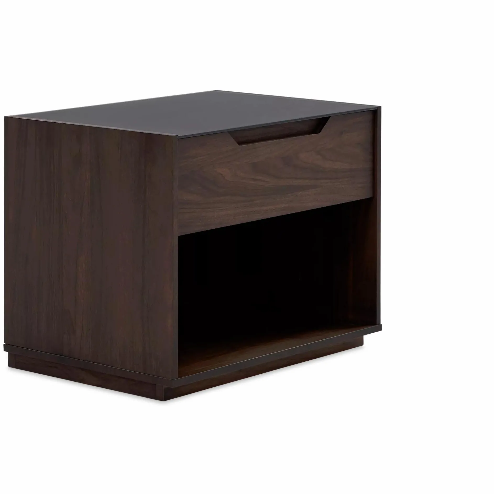 Alexia - Glass and Walnut Wood Nightstand by Mobican