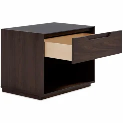 Alexia - Glass and Walnut Wood Nightstand by Mobican