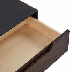 Alexia - Glass and Walnut Wood Nightstand by Mobican