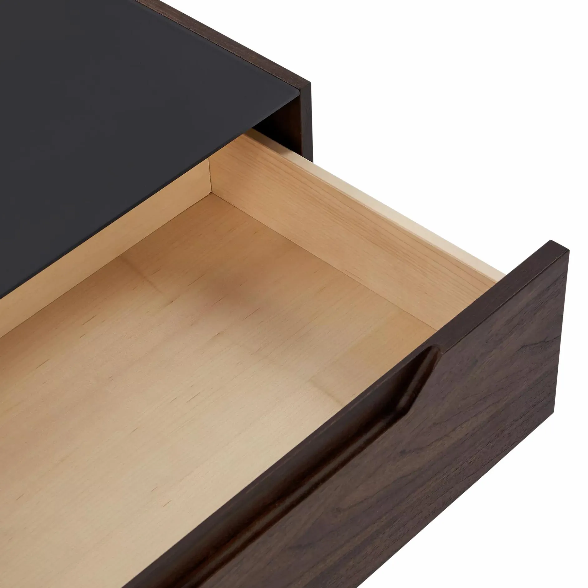 Alexia - Glass and Walnut Wood Nightstand by Mobican