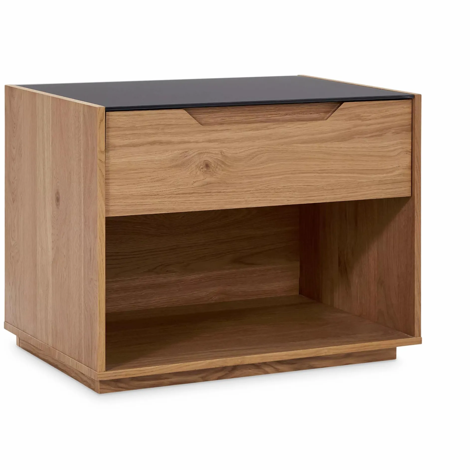 Alexia - Glass and Walnut Wood Nightstand by Mobican