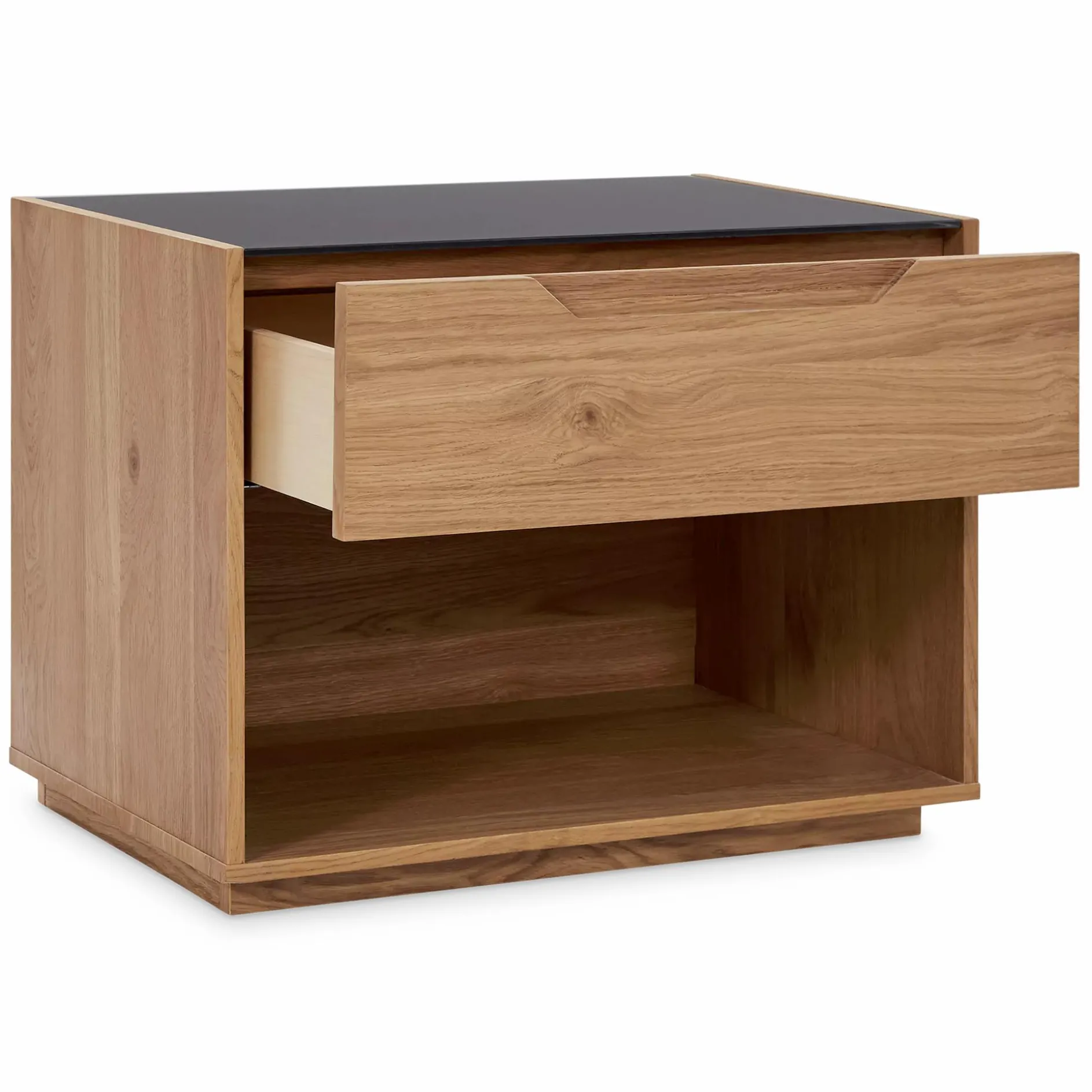Alexia - Glass and Walnut Wood Nightstand by Mobican