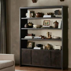 Arlington - Oak Wood and Iron Bookcase by Four Hands