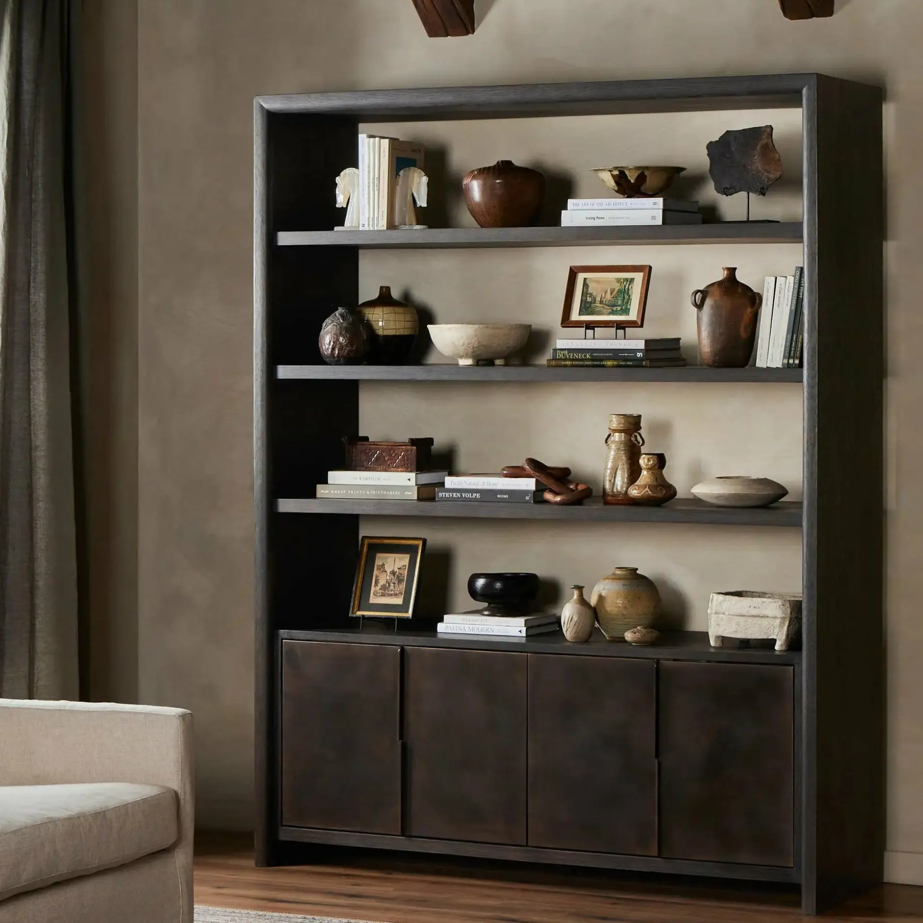 Arlington - Oak Wood and Iron Bookcase by Four Hands