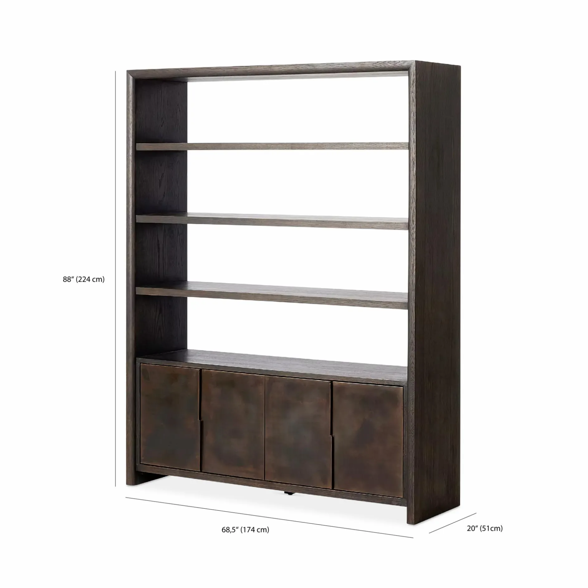 Arlington - Oak Wood and Iron Bookcase by Four Hands