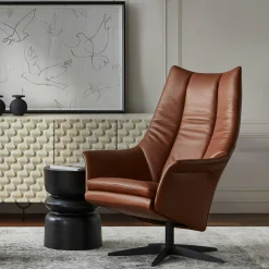 Basic 8026 - Leather Swivel Armchair with Reclining Backrest by Gealux