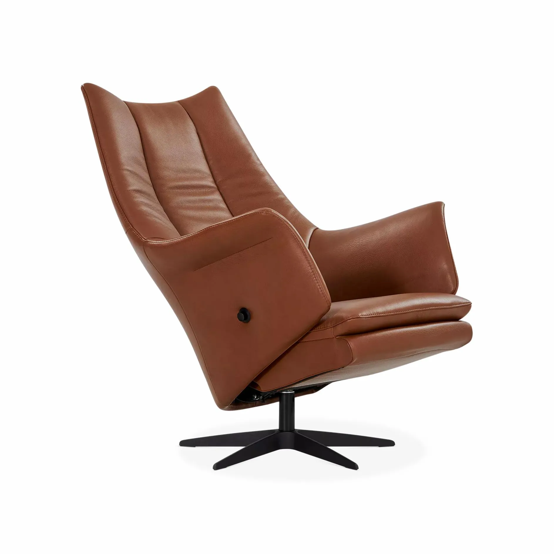 Basic 8026 - Leather Swivel Armchair with Reclining Backrest by Gealux