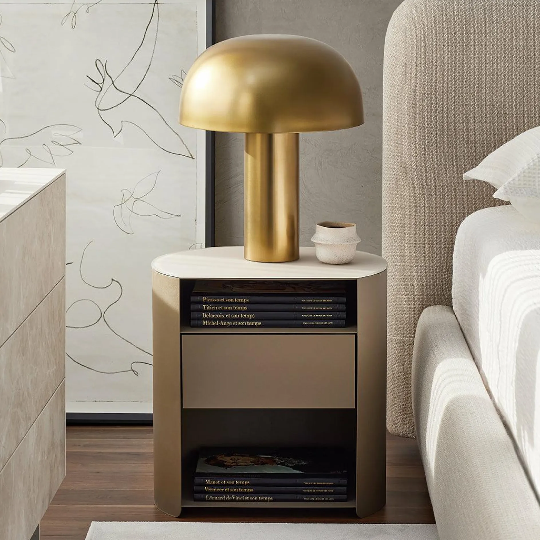 Bean - Nightstand with Glass Top