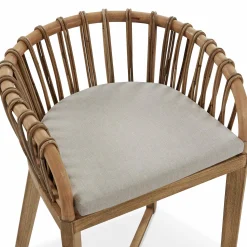 Binah - Teak Wood And Rattan Counter Stool