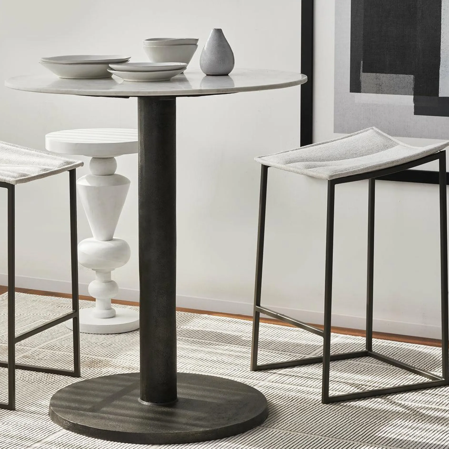 Bocca - Metal and Fabric Stool by Trica