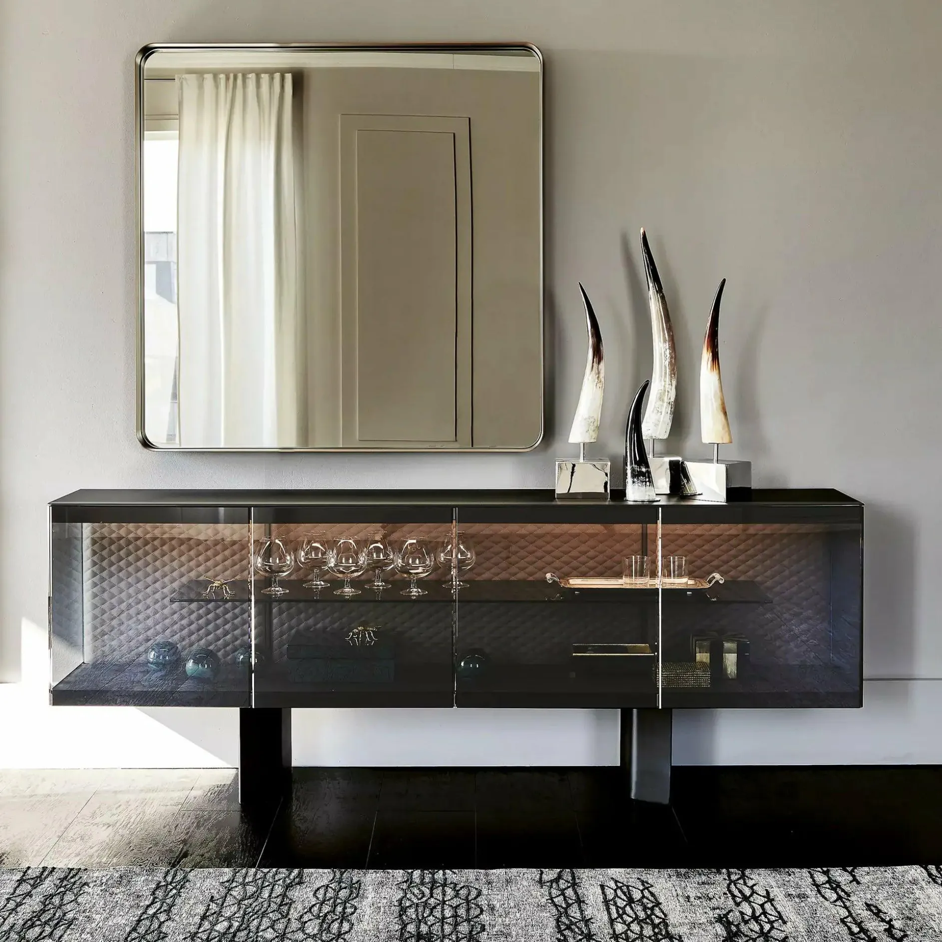 Boutique - Glass and Steel Sideboard by Cattelan Italia
