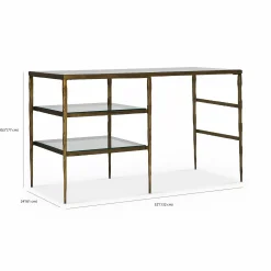 Bruna - Antique Brass and Glass Desk