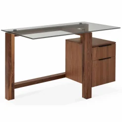 Buro - Walnut Desk with Filing Cabinet by Verbois