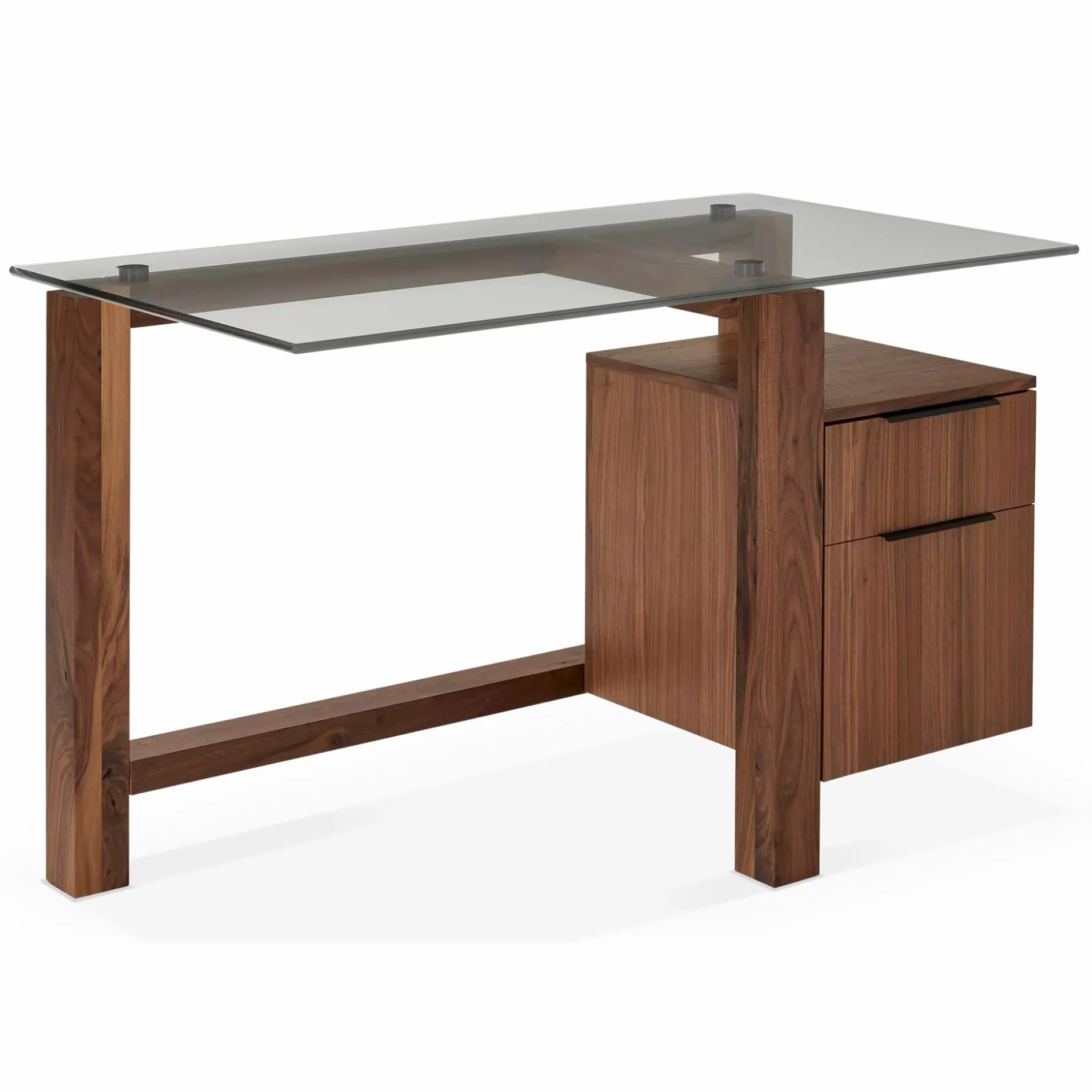 Buro - Walnut Desk with Filing Cabinet by Verbois