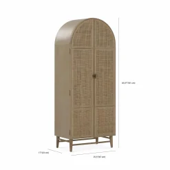 Cantino - Oak and Natural Rattan Bookcase