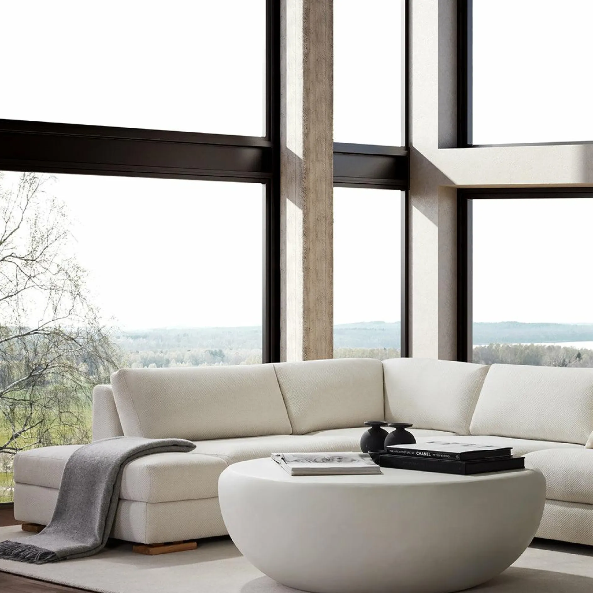 Cartago - Sectional Sofa with Tray Table by Furninova
