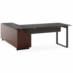 Corridor Office 6531 - Modular Wood and Tempered Glass Desk by BDI