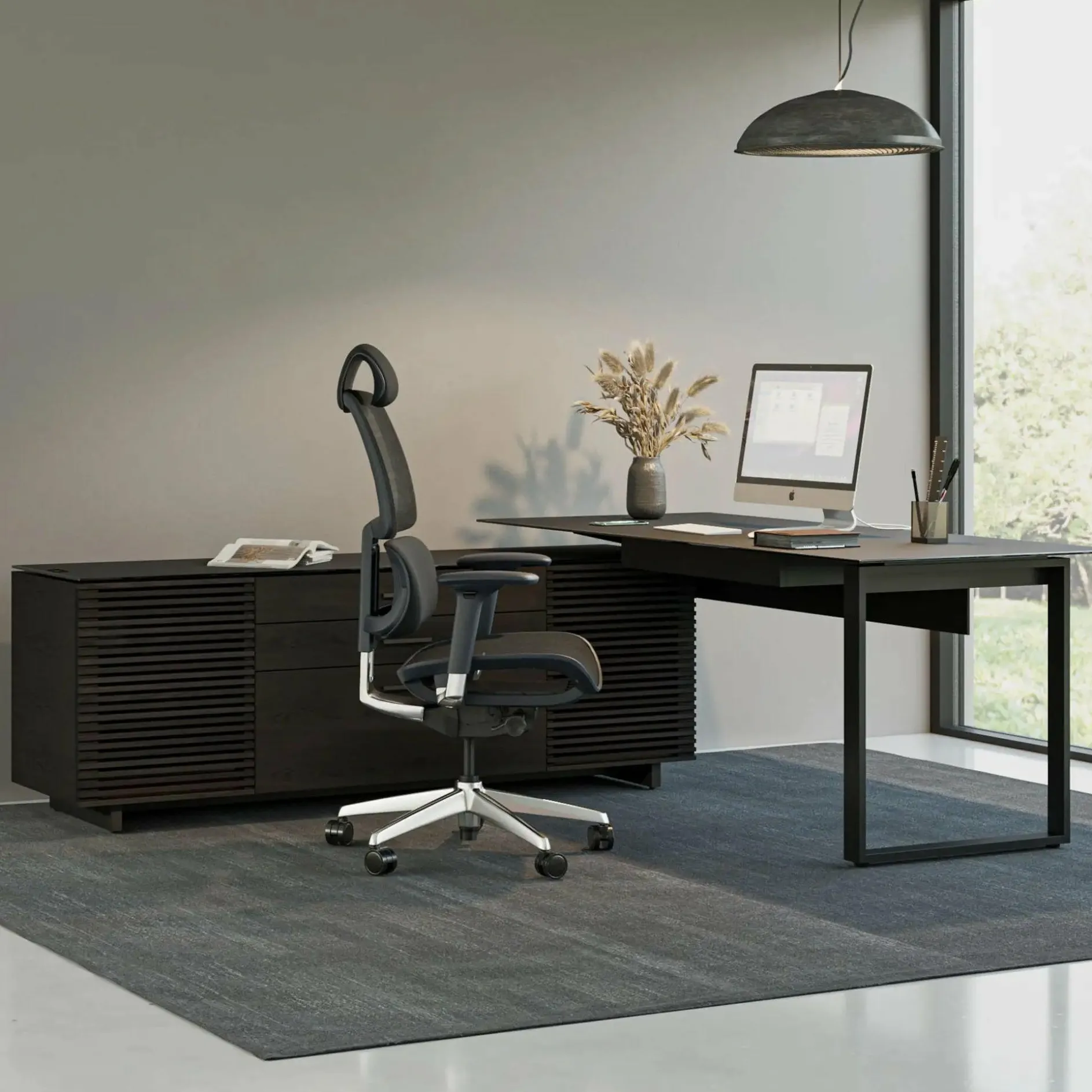 Corridor Office 6531 - Modular Wood and Tempered Glass Desk by BDI