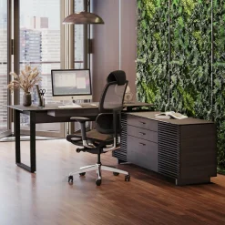 Corridor Office 6531 - Modular Wood and Tempered Glass Desk by BDI
