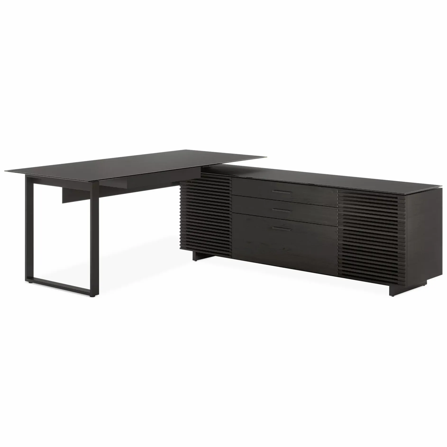 Corridor Office 6531 - Modular Wood and Tempered Glass Desk by BDI
