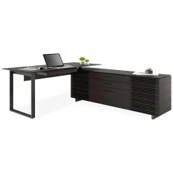 Corridor Office 6531 - Modular Wood and Tempered Glass Desk by BDI
