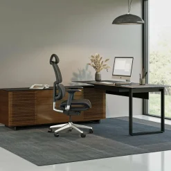 Corridor Office 6531 - Modular Wood and Tempered Glass Desk by BDI