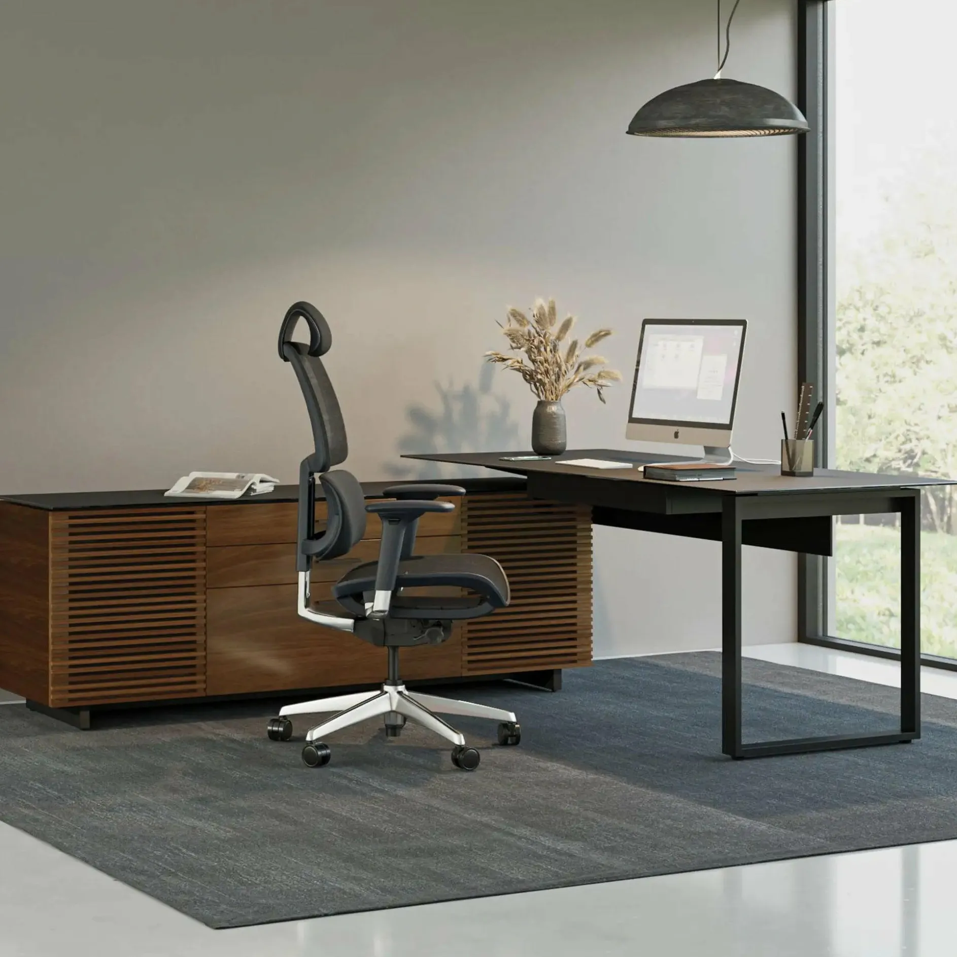 Corridor Office 6531 - Modular Wood and Tempered Glass Desk by BDI