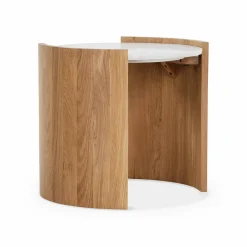 Dala - Marble and Solid Oak Side Table