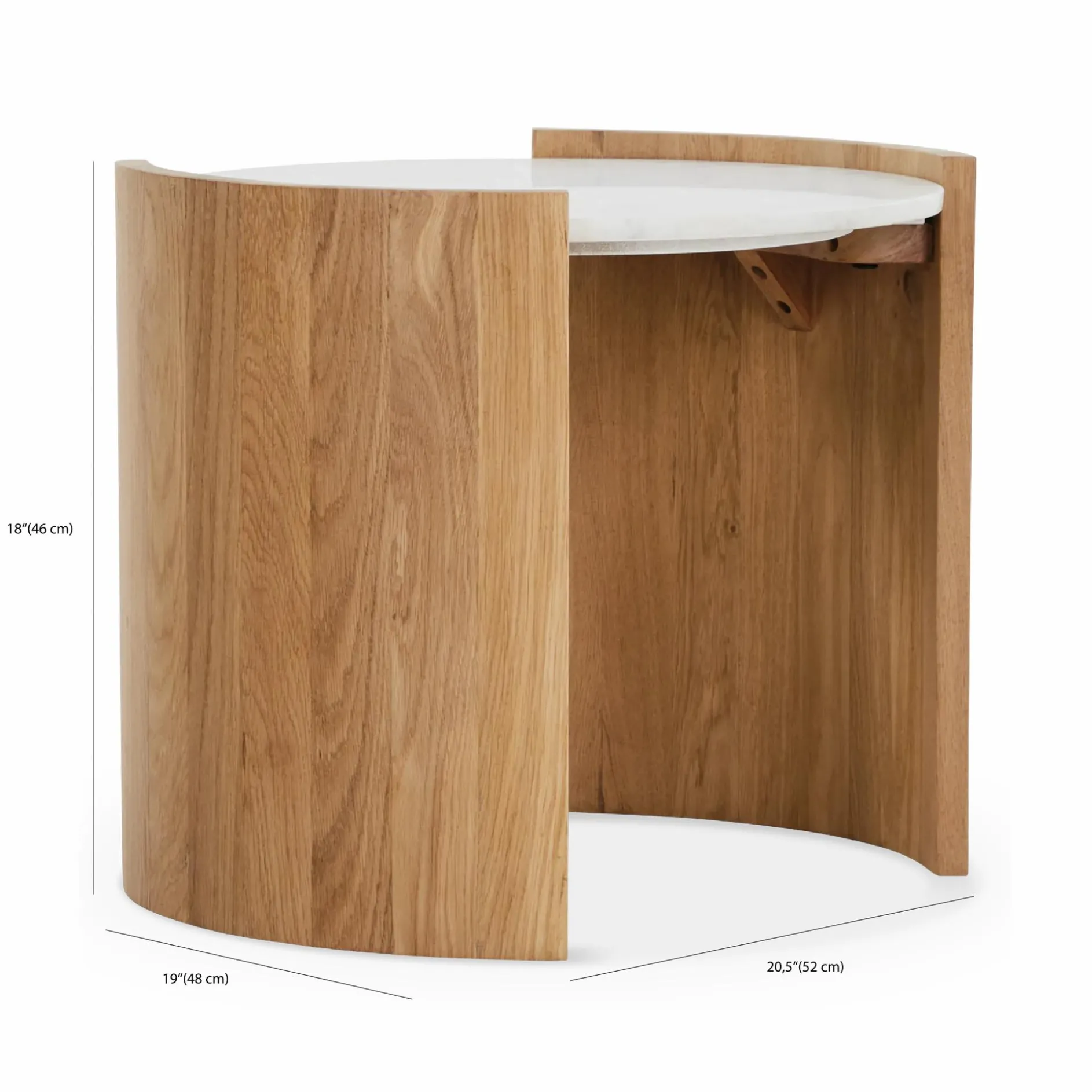 Dala - Marble and Solid Oak Side Table