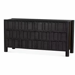 Ezri - Carved Black Oak Dresser by Four Hands