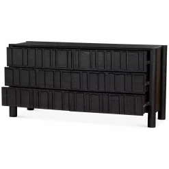 Ezri - Carved Black Oak Dresser by Four Hands