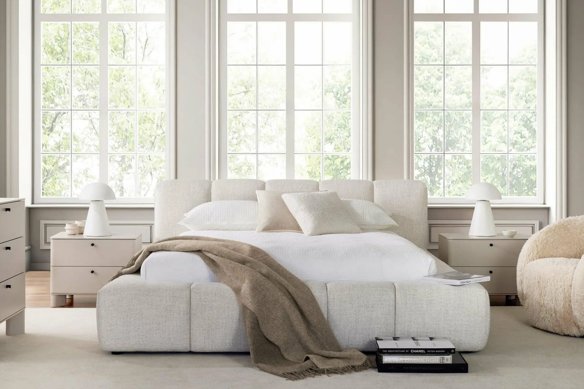 Fiona - Bouclé Fabric Upholstered Bed