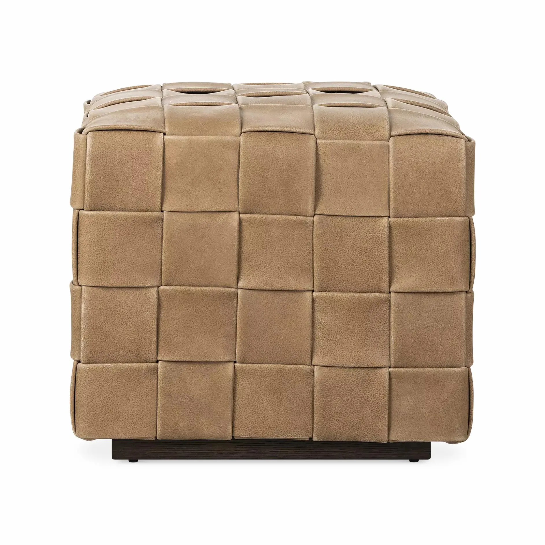 Flores - Leather Ottoman by Four Hands