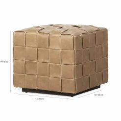 Flores - Leather Ottoman by Four Hands