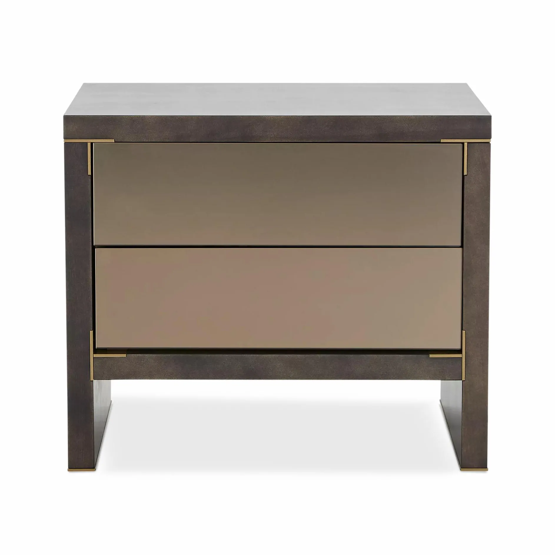 Form - Rustic Oak and Gilded Steel Nightstand by Trica