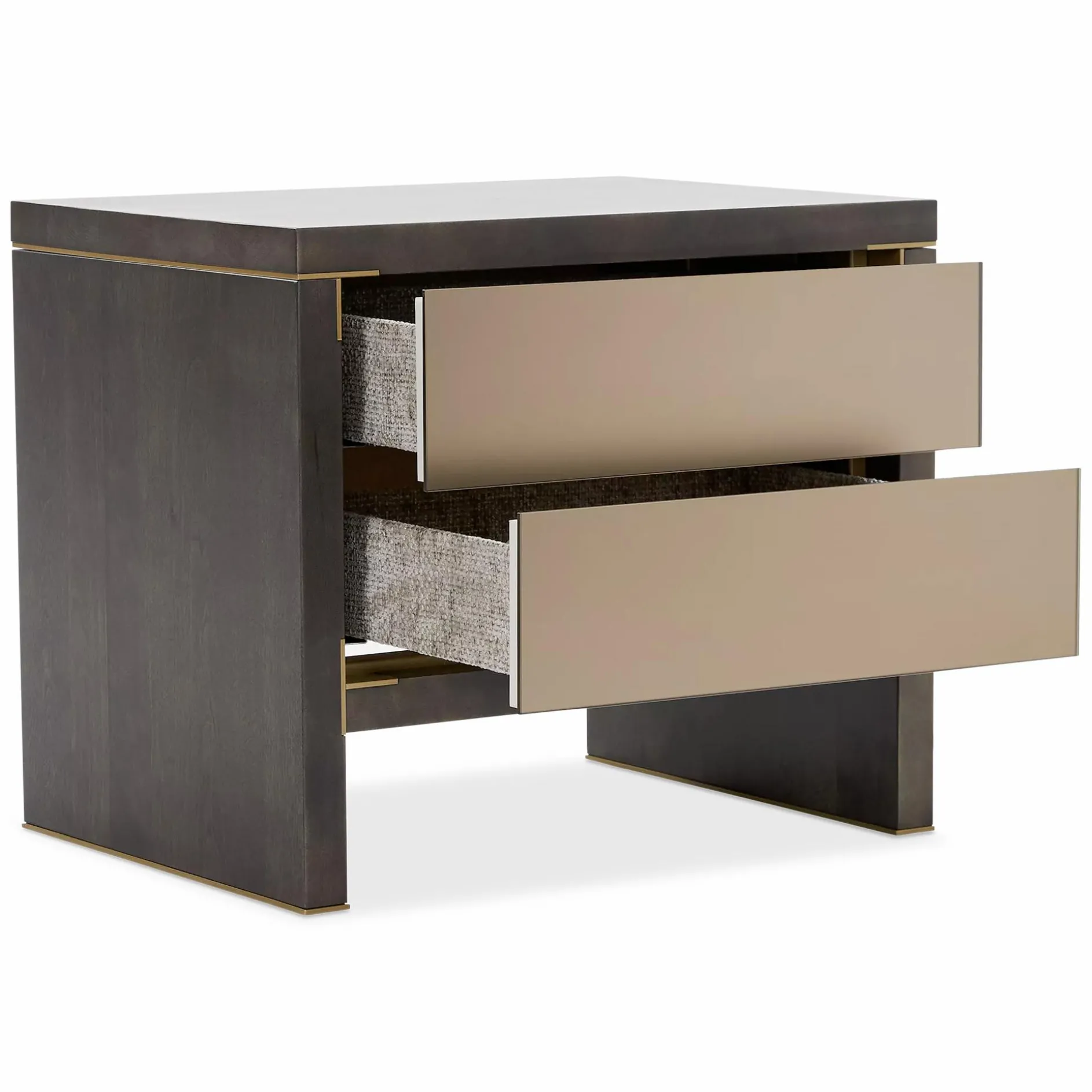 Form - Rustic Oak and Gilded Steel Nightstand by Trica