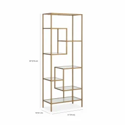 Helena - Antique Bras and Glass Bookshelf