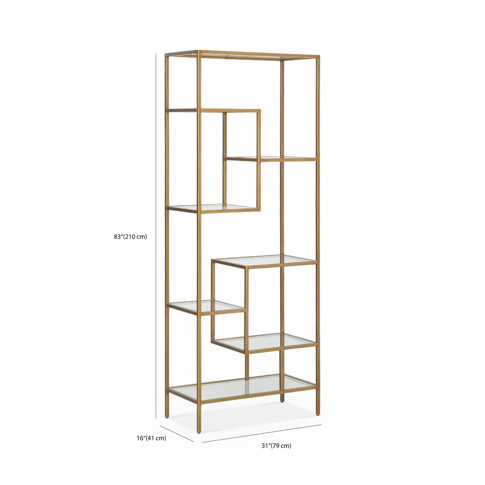 Helena - Antique Bras and Glass Bookshelf