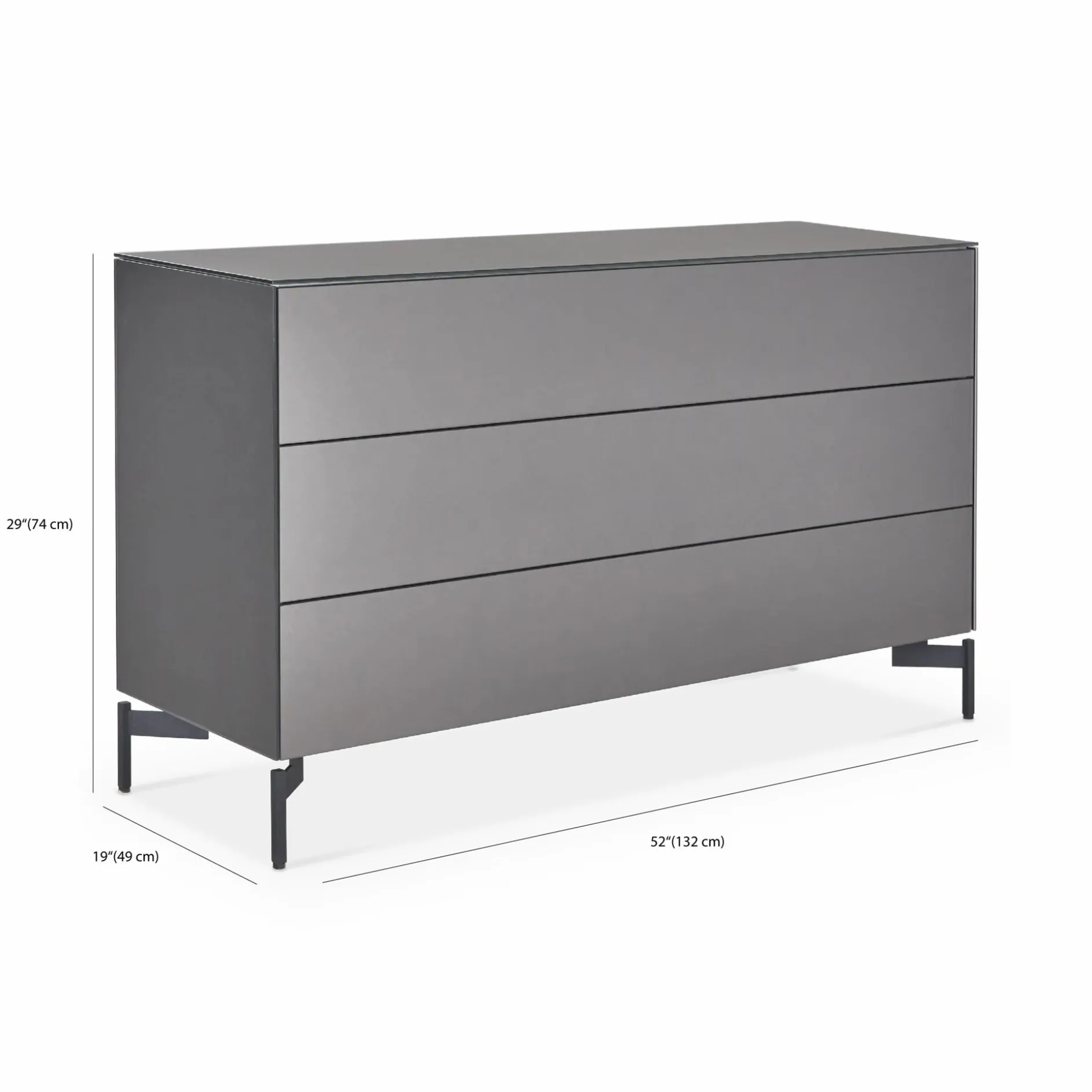 Laura - Frosted Glass 3-Drawer Dresser