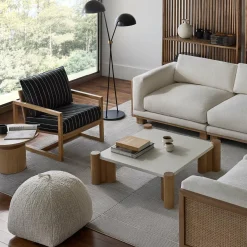 Lumpur - Sectional Sofa with Wood and Rattan Frame