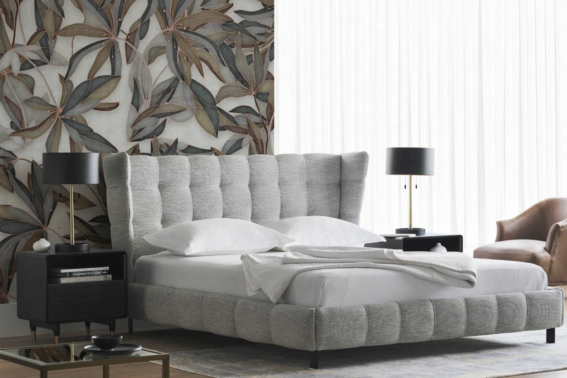 Mario - Upholstered Bed with Tufted Headboard by Furninova