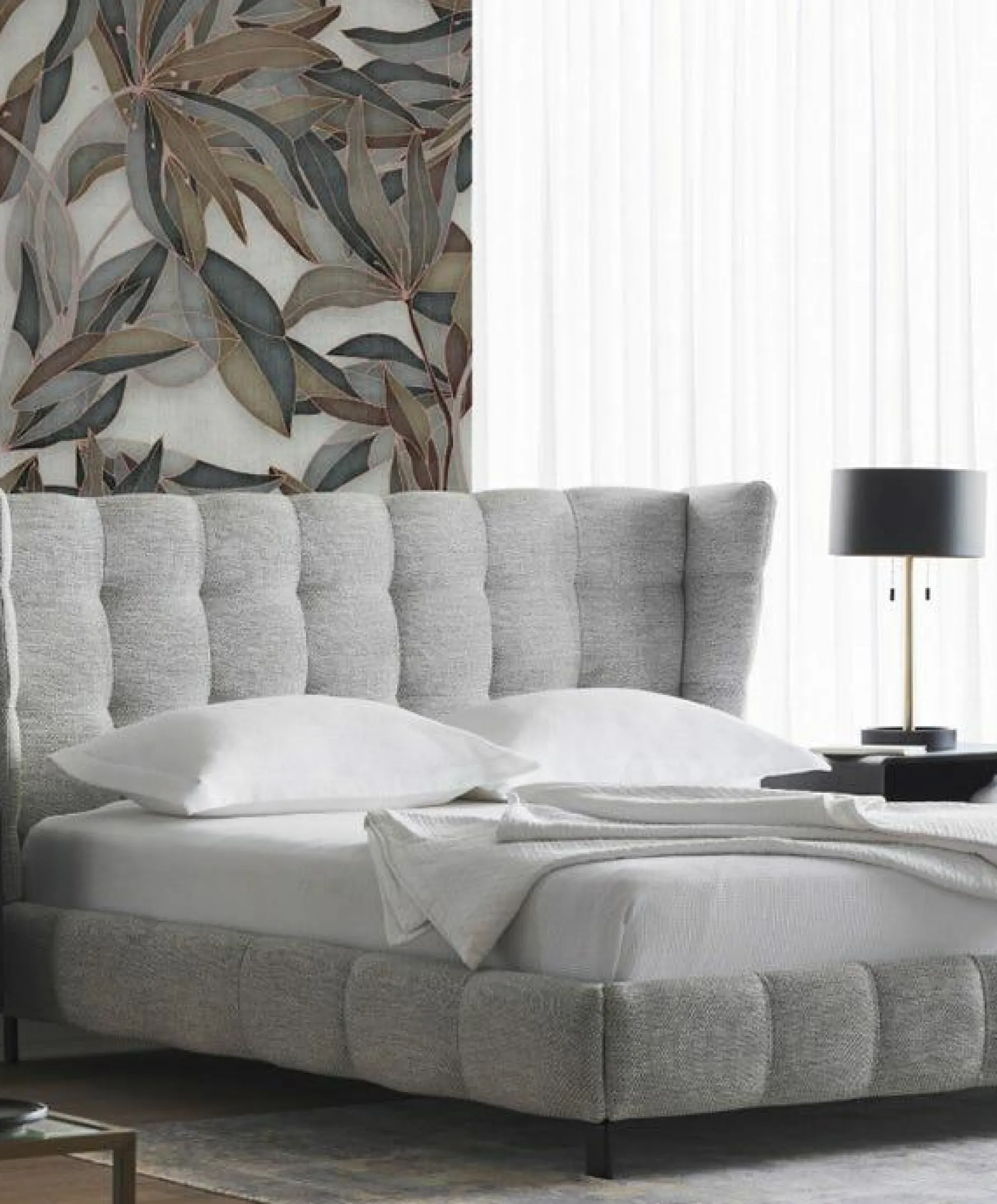 Mario - Upholstered Bed with Tufted Headboard by Furninova
