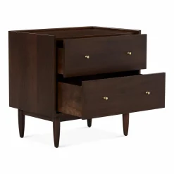 Marvin - Natural Wood Nightstand with 2 Drawers