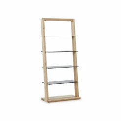 Miami - Solid Wood and Glass Leaning Shelving Unit by Verbois
