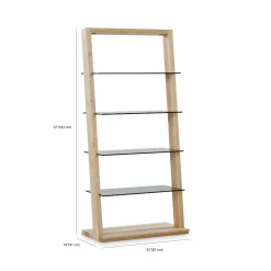 Miami - Solid Wood and Glass Leaning Shelving Unit by Verbois