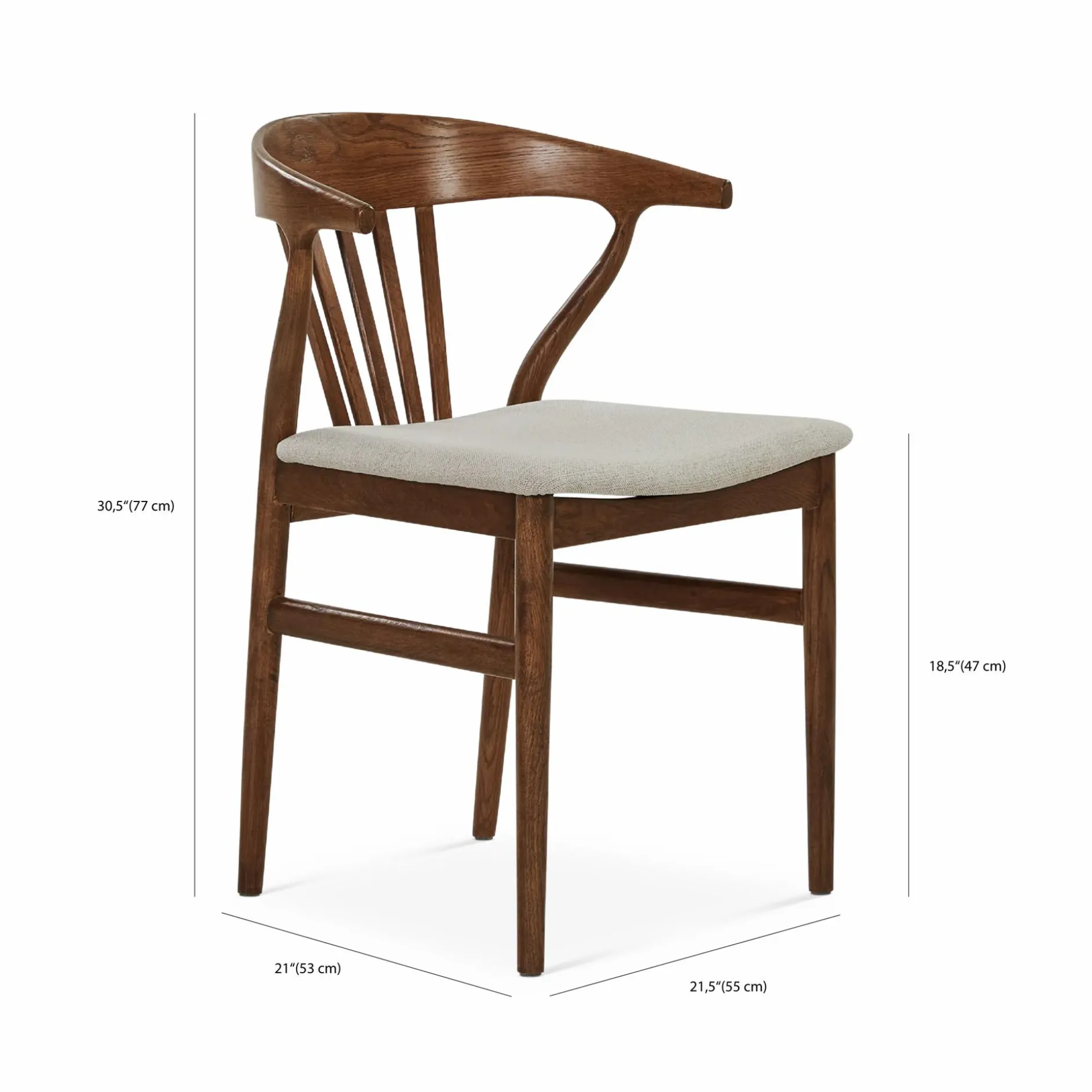 Nordic - Oak and Natural Fabric Chair