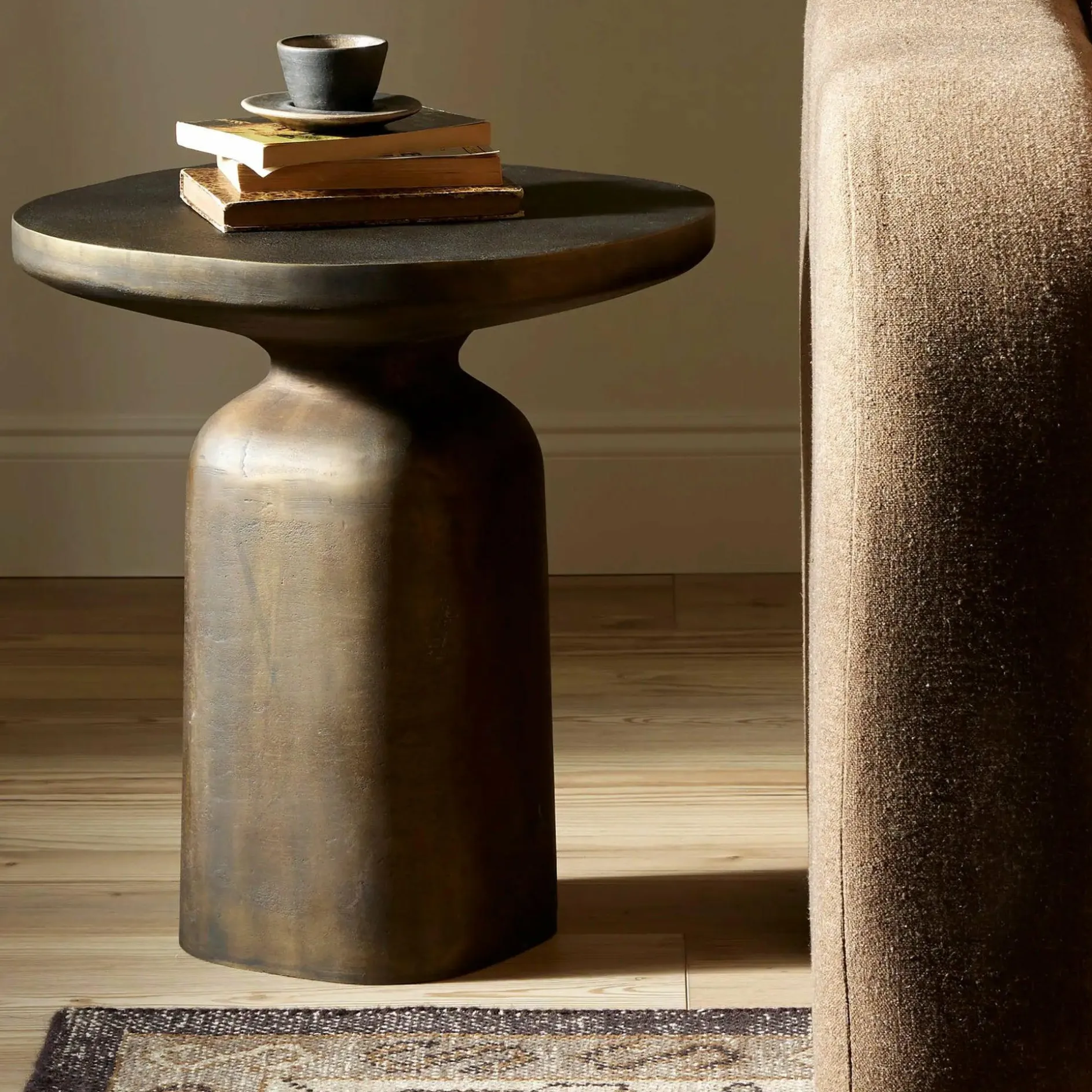 Odessa - Aluminium and Aged Brass Side Table by Four Hands