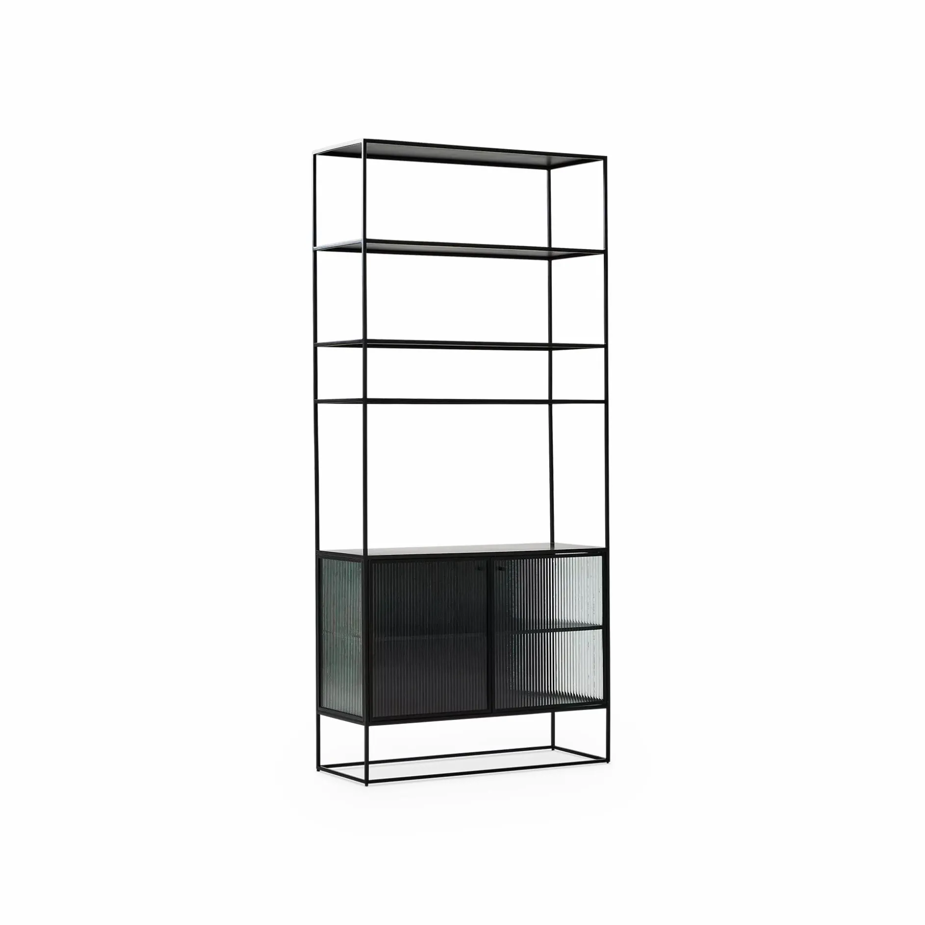 Parsons - Metal and Fluted Glass Shelving Unit